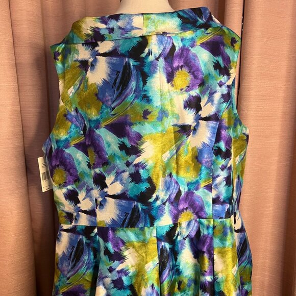 NWT Kim Rogers Women Plus  24W Water Color Sleeveless Dress Midi Career Event - Picture 16 of 16